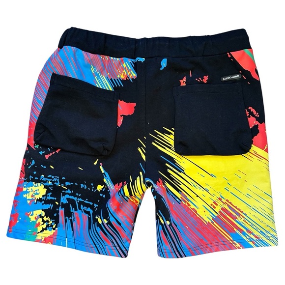 BKYS Men’s Feeling Lucky French Terry Shorts - Black/Multi (Size Large) - Picture 5 of 9